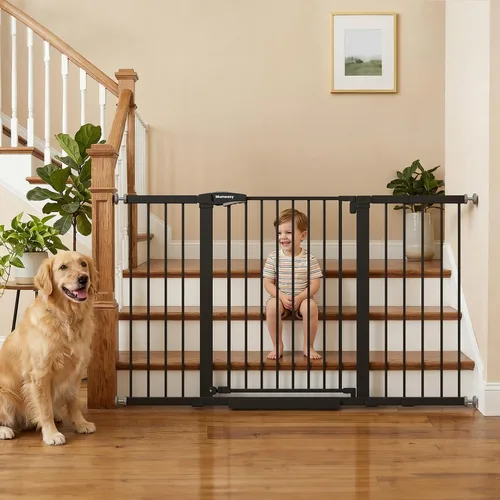 Vista 13 de Mumeasy Puerta de bebé extra ancha de 29.7-57 pulgadas para puertas, puerta de perro de cierre automático para interiores para escaleras, puerta