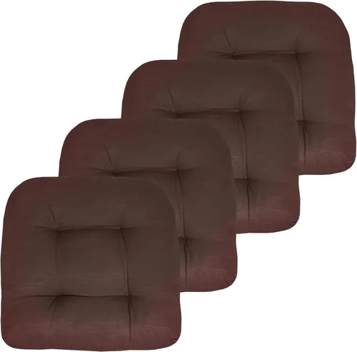 Vista 7 de Sweet Home Collection - Cojines para silla de patio y exterior, almohadillas prémium con relleno grueso y cómodo de fibra, mechones, 19 x 19 Negro
