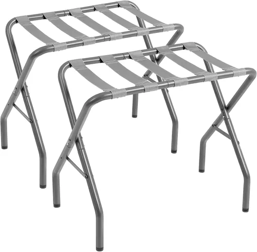 Vista 8 de AMHANCIBLE Portaequipajes, soportes plegables para maleta, juego de 2, soporte de equipaje de metal para habitación de invitados, dormitorio, hotel