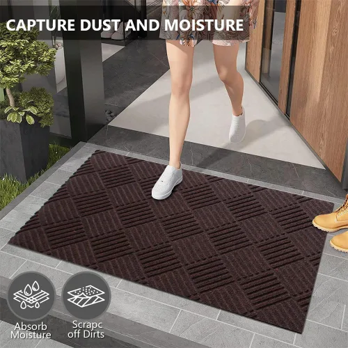 Vista 2 de Goasis Lawn Tapete resistente para puerta al aire libre, grande, lavable, antideslizante, marrón, 1 pies x 10 pies