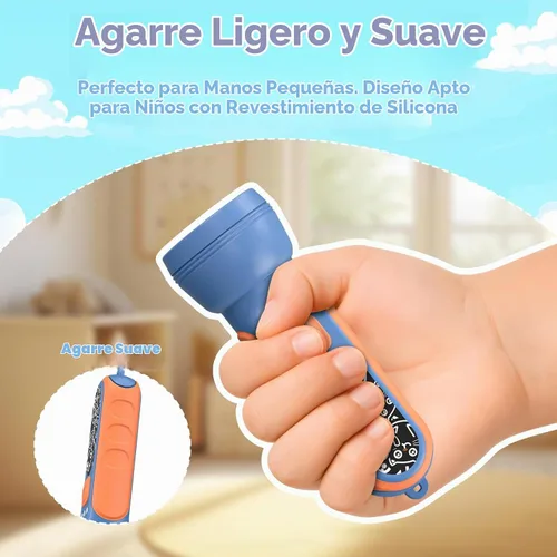 Vista 7 de ETENWOLF L1 Linterna recargable para niños, linterna LED con divertidas pegatinas DIY, 6 modos de luz, brillo ajustable, batería de 1500mAh
