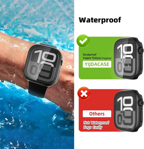Vista 5 de YIJDACASE - Juego de 2 estuches impermeables para protector de pantalla de Apple Watch Series 10 Series 11 (2025) 46mm con vidrio templado