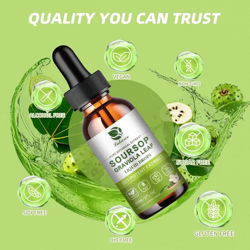Vista 7 de Extracto de hojas de guanábana pura Lukaree, gotas líquidas de amargos de graviola concentradas 10X para inmunidad, digestión y energía, extraídas