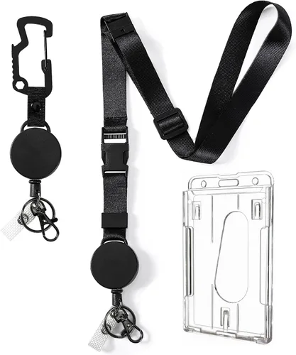 Vista 7 de DELSWIN Cordón Retractil Resistente - Paquete de 2 Cordones Separables para Llaves de Insignias de Identificación, Llavero Retractil con Carrete