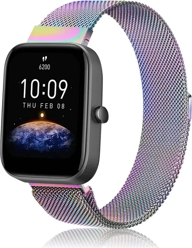 Vista 11 de Amzpas Bandas de metal para Amazfit Bip U Pro/Bip U/Bip 3 Pro/Bip 3/Bip S / Bip S Lite/Bip Lite, correa de repuesto ajustable de acero inoxidable
