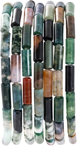 Vista 20 de Cuentas de tubo rectangular de jade africano natural, 0.157 x 0.512 in, 15.0 in/str sueltas semi piedras preciosas para hacer pulseras, collares