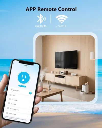 Vista 6 de DAYBETTER Enchufe inteligente Max 15A/1800W, compatible con Alexa y Google Home, no requiere concentrador, configuración Bluetooth y WiFi de 2.4