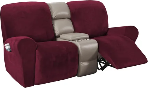 Vista 12 de H.VERSAILTEX Fundas elásticas de terciopelo para sillón reclinable, 6 piezas, fundas para loveseat reclinable de 2 cojines, fundas para sofá