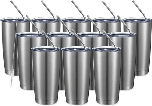 Vista 46 de COMOOO Vaso Térmico de 20 onzas al por Mayor con Aislamiento al Vacío de Doble Pared, Taza de Viaje de Acero Inoxidable con Tapa y Pajita