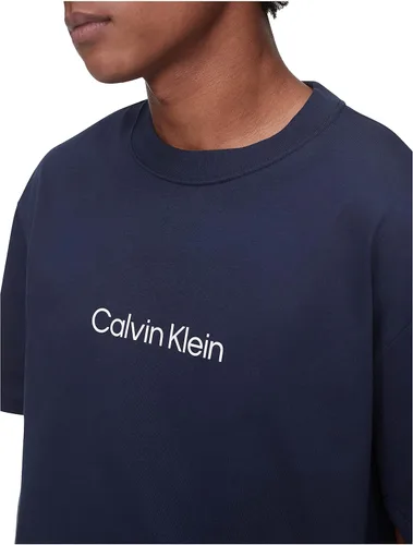 Vista 4 de Calvin Klein Camiseta de cuello redondo con logotipo Ck de ajuste relajado para hombre