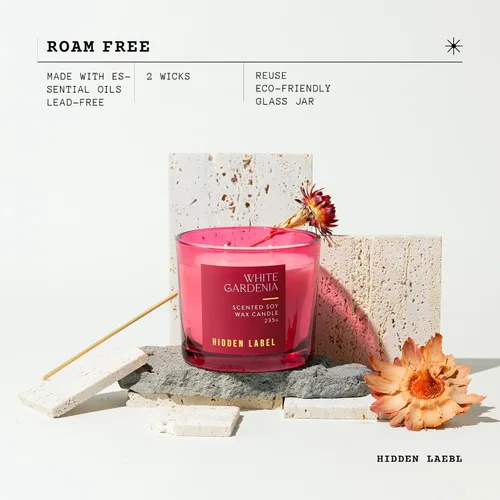 Vista 4 de White Gardenia Vela perfumada, vela de soja de 2 mechas, velas en tarro de lujo, velas aromáticas para el hogar, 45 horas de combustión, 8.3 onzas