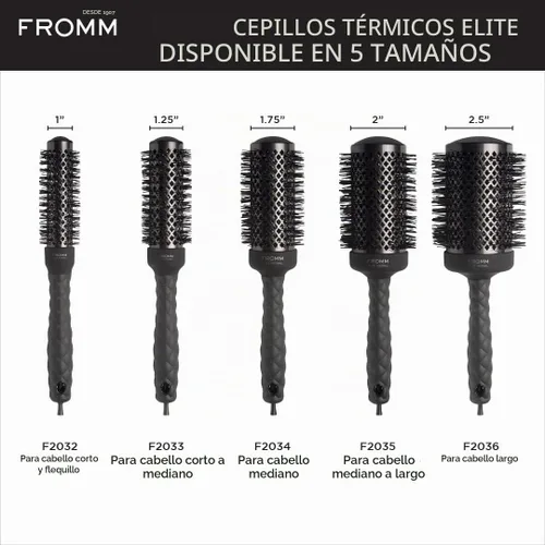 Vista 4 de Fromm Elite Thermal Ceramic x Ionic - Cepillo redondo de 2.5 pulgadas para golpes expertos y secado más rápido del cabello, cepillo de pelo