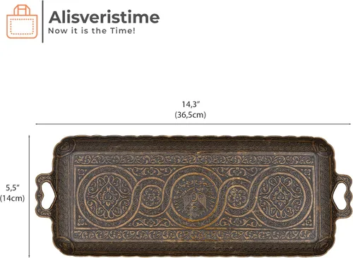 Vista 3 de Alisveristime Bandeja rectangular turca otomana para café y té (bandeja pequeña) (13 pulgadas x 5.5 pulgadas) (utentica)