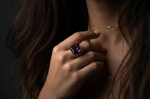 Vista 6 de Artisan-made Big Amethyst Ring with 925 Sterling Silver Band - Stunning Amethyst Jewelry for Women - February Birthstone Jewelry for Occasions and