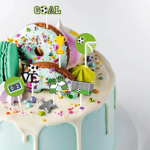 Vista 5 de 20 piezas de decoración para cupcakes de fútbol para decoración de tartas de la Copa del Mundo, postre y muffins, decoración para hombres, deportes