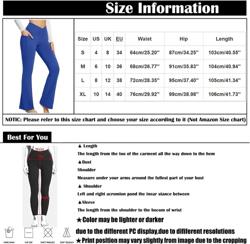 Vista 6 de chaktkglok Pantalones de yoga acampanados para mujer con bolsillos, leggings acampanados, cómodos pantalones cruzados, pantalones casuales