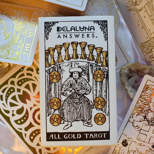 Vista 2 de Delaluna Answers Tarot todo de oro: 80 cartas de bonificación de baraja psíquica para adivinación, 1909 Rider Waite Smith adivinación, juego