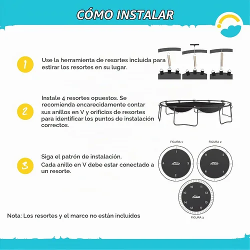 Vista 5 de SkyBound Tapete de repuesto para cama elástica para cama elástica, se adapta a marcos de 15 pies con herramienta de resorte y anillos en V
