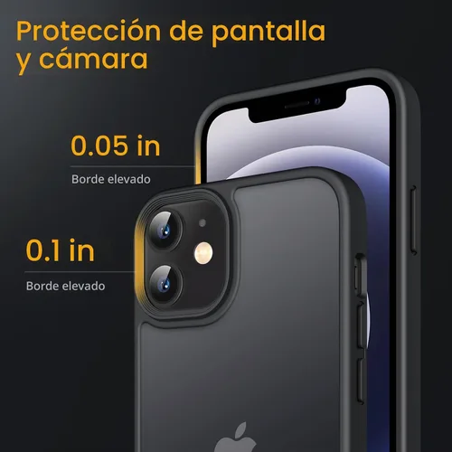 Vista 5 de JETech Funda mate para iPhone 12/12 Pro, color negro