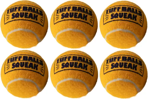 Vista 16 de PetSport Jr. Happy Birthday Tuff Ball - Juguetes para perros Paquete de 4 pelotas de tenis pequeñas (1.8 pulgadas) seguras para mascotas y goma