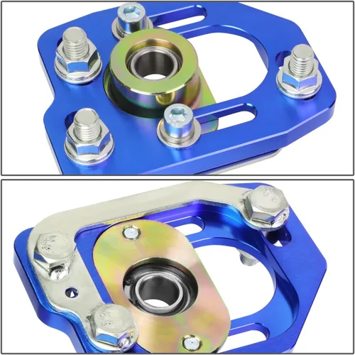 Vista 3 de DNA MOTORING CBK-PLT-FM90-BL Placas de Camber/Caster Frontales Azul [para Ford Mustang 90-93]