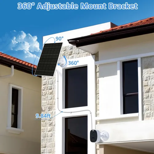 Vista 3 de Zivif Panel solar de 7 W para cámaras de seguridad, cargador solar USB C de 5 V y micro USB, fuente de alimentación impermeable IP66