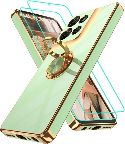 Vista 182 de Funda para Motorola Moto G 5G 2024: Funda Moto G Play 5G 2024 con 2 piezas de protectores de pantalla, soporte de anillo de rotación de 360°