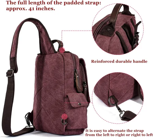 Vista 6 de Leaper - Maleta bandolera de lona, diseño retro, M