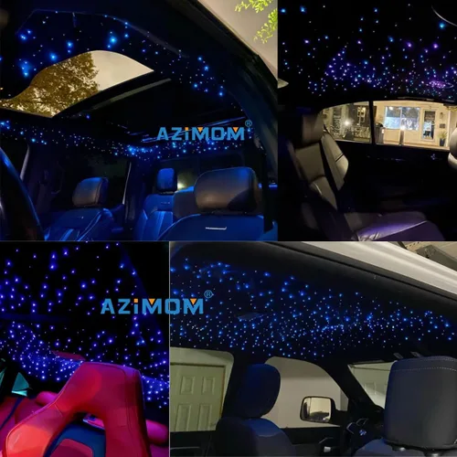Vista 4 de Kits de luces LED Bluetooth Azimom 16W RGBW de fibra óptica, estrella de techo, 150 piezas, 0.03 pulgadas, 6.5 pies, sensor, modo música, control