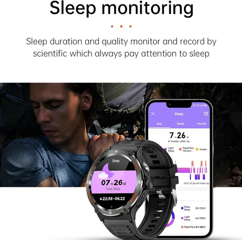 Vista 9 de Yihou Reloj inteligente con brújula y linterna, rastreador de actividad militar para Android iOS