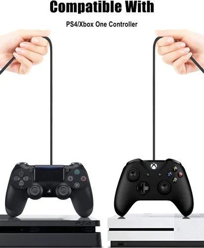 Vista 7 de Magnetic Ring Controller Charging Cable Compatible with PS4 Xbox One SX Controller - 2Pack 10ft