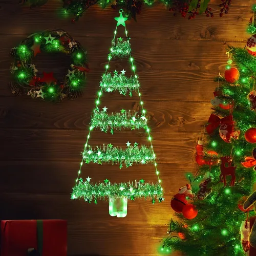 Vista 9 de Toodour Luces de Navidad para interiores, luces LED de Navidad de 2.65 pies, luz multicolor para colgar en la ventana, funciona