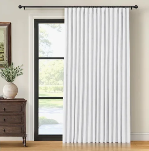 Vista 10 de INOVADAY Cortinas térmicas para puerta corredera 100% opacas para dormitorio, cortinas de puerta corrediza de vidrio extra anchas para patio, lino