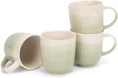 Vista 17 de Elanze Designs Paquete de 2 tazas de café de cerámica de cerámica de 14 onzas, color verde eucalipto