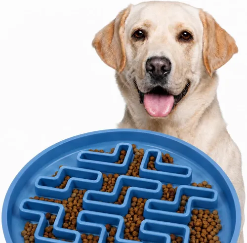 Vista 16 de Cuenco grande de alimentación lenta para perros, bandeja de alimentación de rompecabezas de silicona premium para perros y gatos, cuenco de Cian