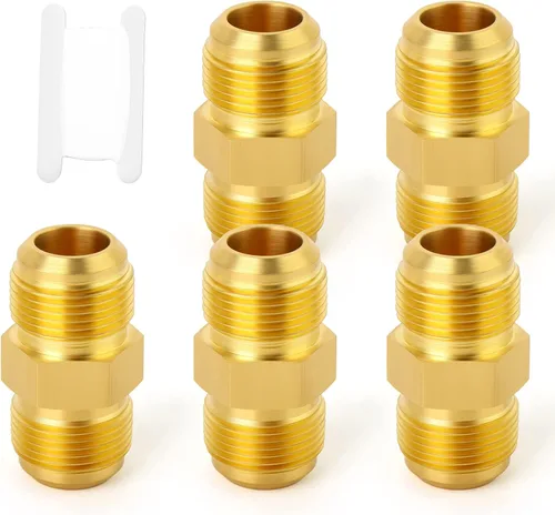 Vista 32 de GASHER Adaptador de codo de montaje de tubo de latón de 1/2 pulgada flare x 1/2 pulgada NPT macho Pipe