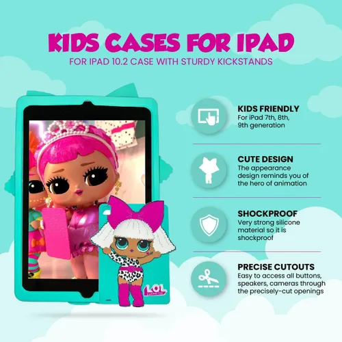 Vista 2 de L.O.L. Surprise! Funda trasera de silicona compatible con iPad de 9ª/8ª/7ª generación (2021/2020/2019), funda protectora de goma suave