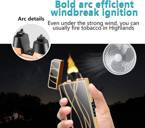 Vista 3 de GADATOP Encendedores eléctricos de plasma de arco, encendedor recargable por USB, a prueba de viento, sin llama, con batería de alta potencia