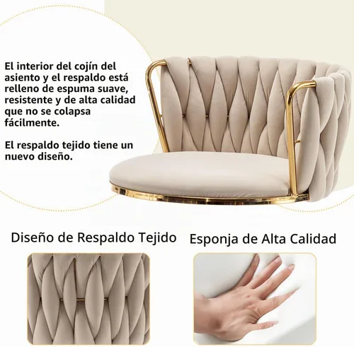 Vista 6 de Cinxzar Juego de 2 taburetes de bar de terciopelo dorado, taburetes de bar giratorios de altura de mostrador con respaldo, taburetes de bar tejidos