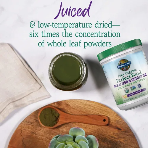 Vista 3 de Garden of Life Vegan Green Superfood Powder. Alcalinizante y desintoxicante orgánico, natural, 10.1 onzas, en polvo