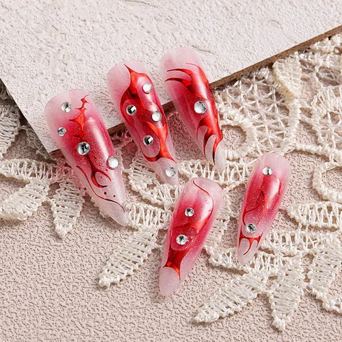 Vista 5 de French Line - Calcomanías para arte de uñas, holográficas 3D, autoadhesivas, con cadenas de líneas onduladas con purpurina occidental colorida