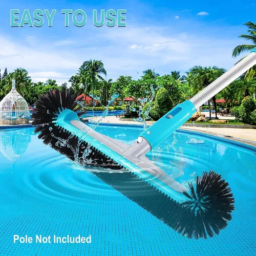 Vista 5 de Cabezal de cepillo de piscina con extremos redondos, cabezal trasero de aluminio resistente de 17.5 pulgadas para limpiar paredes, azulejos y Negro