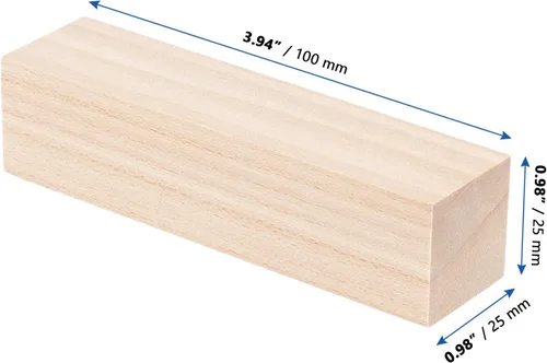 Vista 2 de MANCHAP 40 bloques para tallar madera de tilo, 1 x 1 x 4 pulgadas, bloques de madera rectangular maciza sin terminar para manualidades, tallar