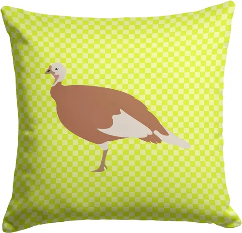 Vista 153 de Caroline's Treasures BB8163PW1414 Beltsville - Almohada decorativa de tela a cuadros pequeños, color blanco, pavo y gallina azul, lavable a máquina
