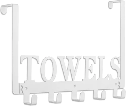 Vista 10 de Kuhome Toallero de ganchos para colgar sobre la puerta, para baño, soporte para puerta/pared, para dormitorio/playa, para colgar toallas/batas
