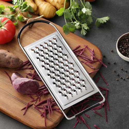 Vista 5 de Rallador de queso de mano, ralladores planos de acero inoxidable grueso HIA para cocina, rallador de alimentos con mango antideslizante, perfecto
