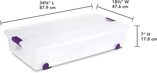 Vista 2 de Sterilite ClearView - Paquete de 4 cajas de cierre ClearView de 60 cuartos de galón, contenedores organizadores con ruedas con tapas de pestillo