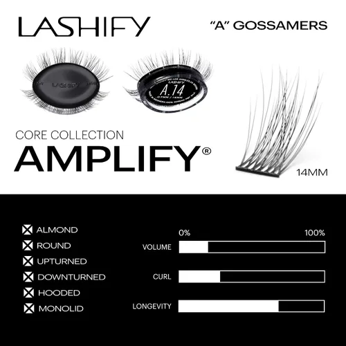 Vista 3 de Lashify Amplify - Extensiones de pestañas Gossamer DIY de 0.551 pulgadas, color negro, pestañas postizas fáciles para un aspecto natural