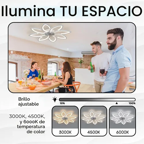 Vista 4 de Ventiladores de techo de 35'' con luces, ventilador de techo sin aspas con luces y control remoto, ventilador de techo de montaje empotrado con luz