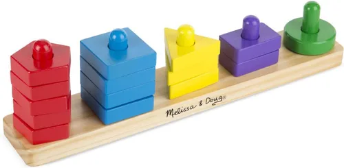 Vista 2 de Melissa & Doug Apilar y clasificar tablero: paquete de juguetes educativos de madera de 15 piezas con 1 tema compatible con M&D Scratch Fun Mini Pad